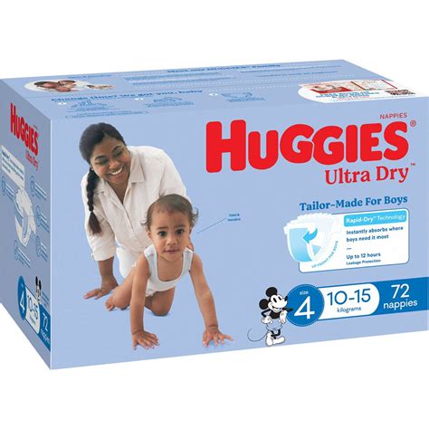 Huggies Ultra Dry Nappies Boys Size 4 10 15kg 72 Pack Woolworths