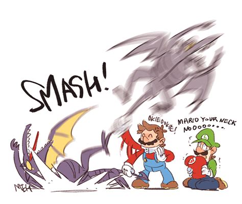 Mario Luigi And Ridley Mario And 2 More Drawn By Nowitsevenhotter