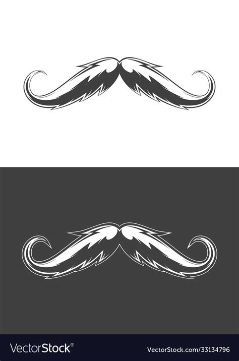 Vintage Monochrome Detailed Mustache Royalty Free Vector