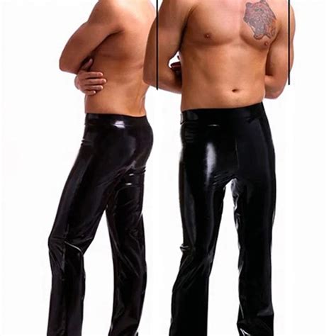 Men Black Latex Trousers Rubber Pants For Strong Men Wear Plus Size Hot