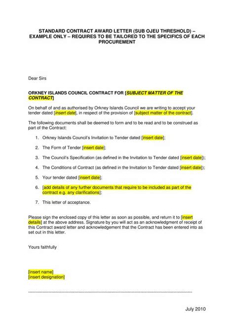 As you will note on the. FREE 11+ Awarding Contract Letter Templates in PDF | MS ...