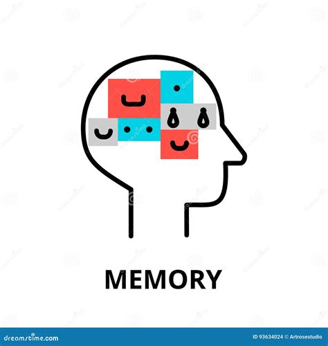 Human Memory Icon Flat Thin Line Vector Illustration Stock Vector
