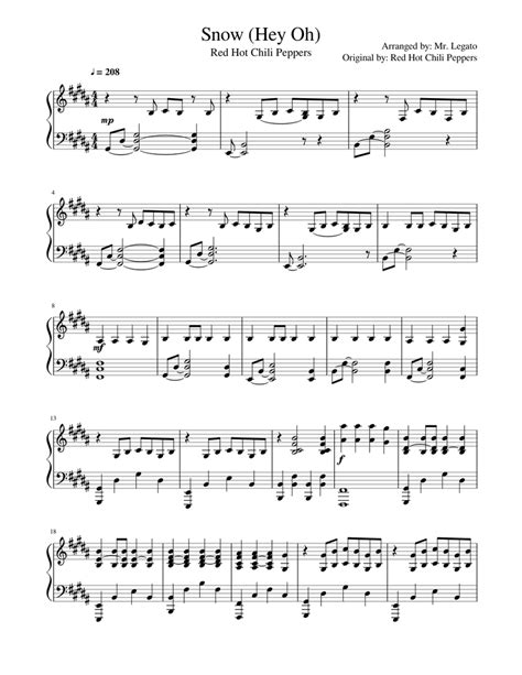 Snow Hey Oh Red Hot Chili Peppers Sheet Music For Piano Solo