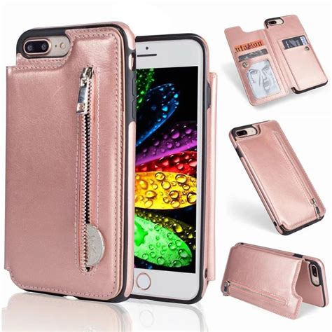 For Apple Iphone 8 Case 8 Plus Zipper Leather And Silicone Flip Cover