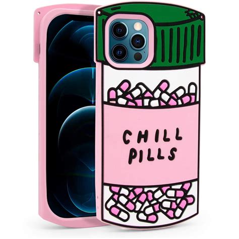 Megantree Cute Iphone 12 Pro Max Case Funny Chill Pills Capsule Bottle 3d Cartoon