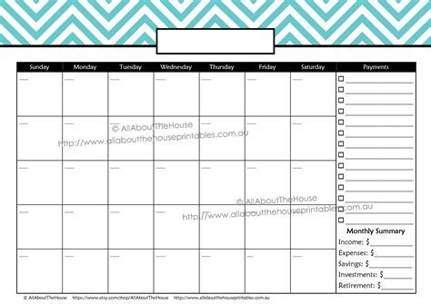Monthly Bill Payment Calendar Template Calendar Template Printable