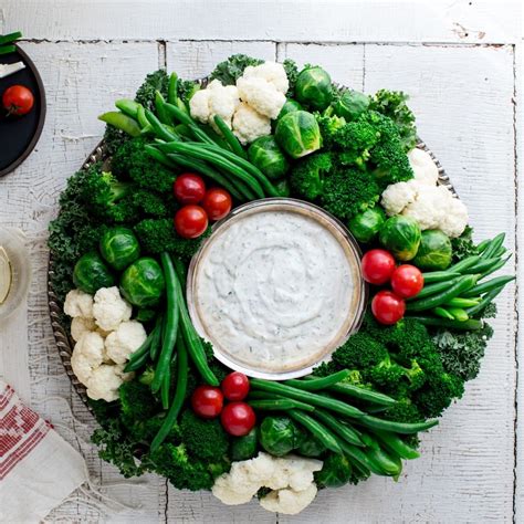 Make your vegetarian christmas dinner something to sing about, from our trusty nut roast recipe to showstopping veggie wellingtons and easy soups. EatingWell Crudité Vegetable Wreath with Ranch Dip Recipe - EatingWell