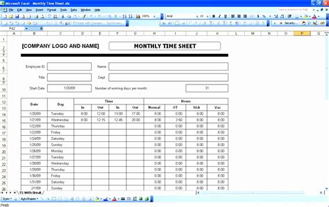 6 Timecard Template Excel 2010 Excel Templates
