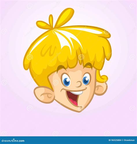 Cartoon Small Blond Boy Vector Illustration Of Young Teenager Outlined