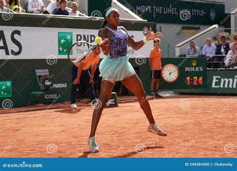 Professional Tennis Player Coco Gauff Of United States In Action During