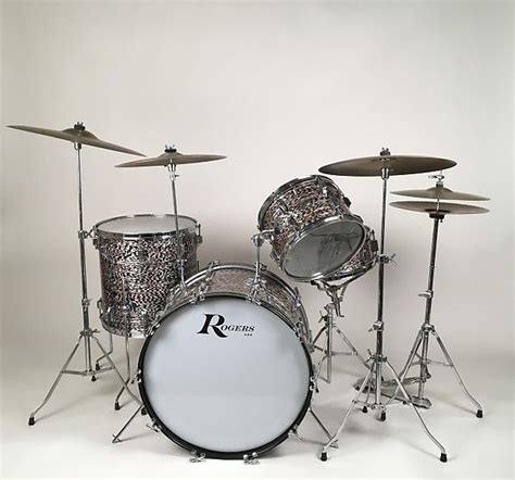 1964 Rogers Holiday Black Onyx Pearl Drum Kit With Cases Reverb In