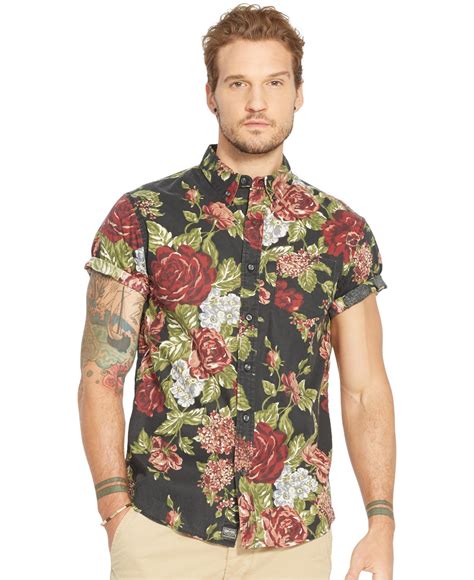 Mens Rose Pattern Ss Button Down Shirt Ralph Lauren Denim And Supply Floral Shirt Button