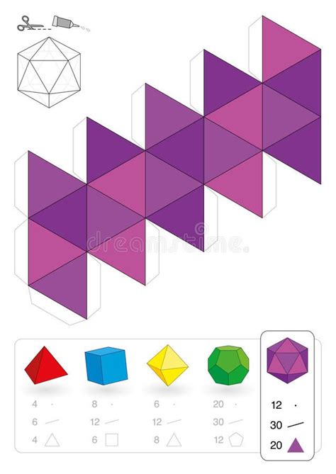 Icosahedron Modelo De Papel Ilustración Acerca Modelo Papel