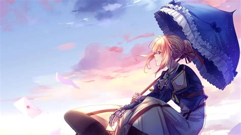 Ladda Ner Topp Anime Violett Evergarden Paraply Wallpaper