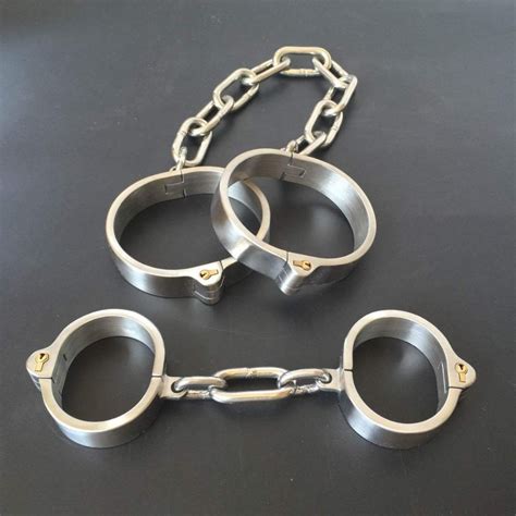 Pcs Set Stainless Steel Hand Ankle Cuffs Metal Bondage Restraints