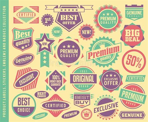 Product Labels Stickers Emblems Stamps And Badges Collection Stock