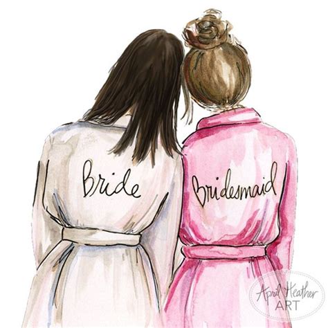 Bridesmaid Pdf Dark Hair Bride And Brunette Bridesmaid Will Etsy Drawings Of Friends Bff