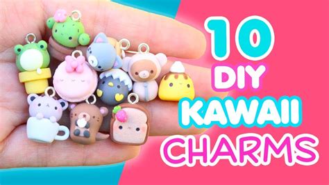 10 Diy Kawaii Charms Polymer Clay Tutorial Youtube