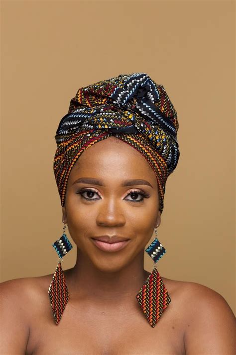 Ankara Head Wrap And African Fabric Earrings T African Etsy African Head Wraps Head Wraps