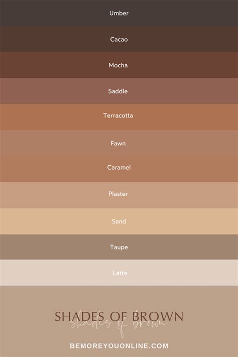 Brown Colour Names Pt Ii In 2023 Brown Color Palette Brown Color