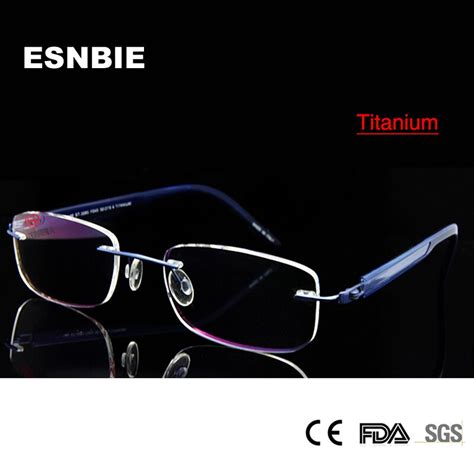 Esnbie Titanium Eyeglasses Rimless Glasses For Men Optical