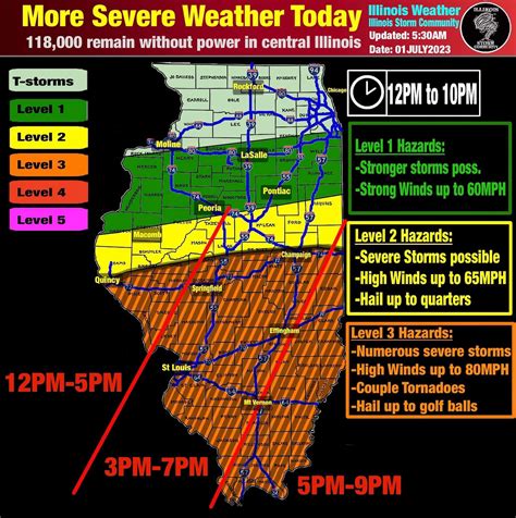 A level 3 risk stretches across the... - Illinois Weather