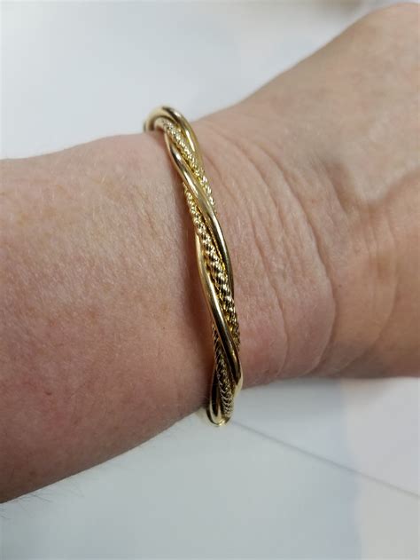 Twisted Bangle Bracelet In 14k Gold Etsy