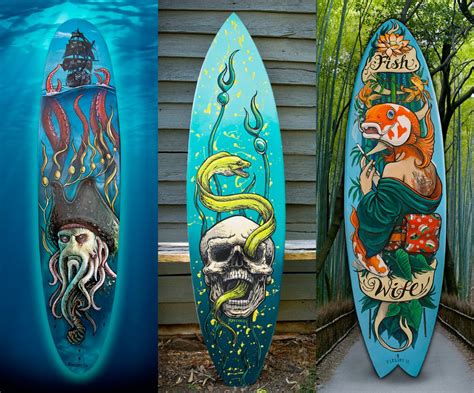 Surfboard Art By Fieldey Surfboard Art Skateboard Deck Art
