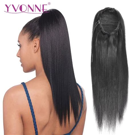 Yvonne Brazilian Yaki Straight Ponytail Human Hair Clip In Extensions