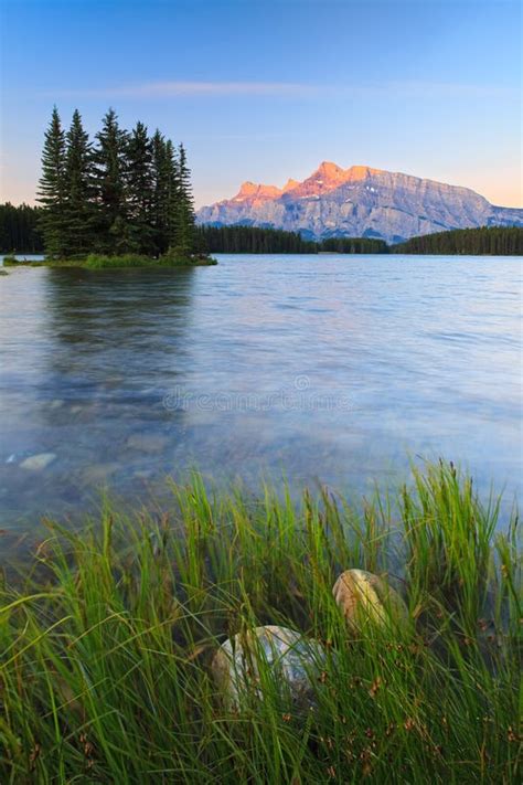 Two Jack Lake In Banff National Park At Sunrise Stock Photo Image Of