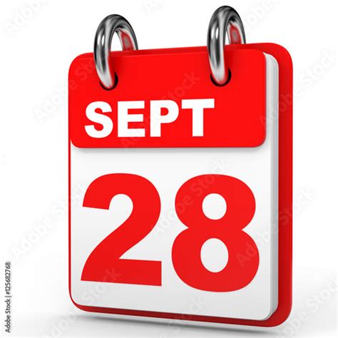 September 28 Calendar On White Background Zdjęć Stockowych I