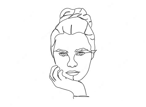 Premium Vector Girl Face Single Line Art Drawing Continues Line