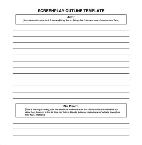 Screenplay Outline Template 6 Free Sample Example Format Download