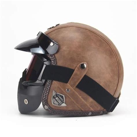 Deluxe Leather Helmet 34 Fizway Vintage Helmet Leather Motorcycle