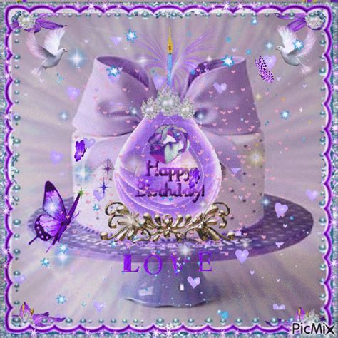 Lavender Bow Happy Birthday Cake Gif Pictures, Photos, and Images for