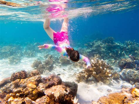 Child Snorkeling Kids Underwater Beach And Sea Stock Photo Image Of