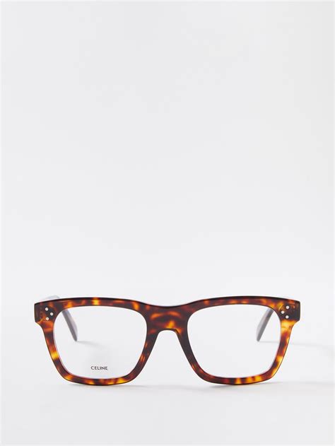 brown square tortoiseshell acetate glasses celine eyewear matches uk