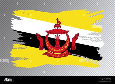 Brunei Flag Brush Stroke National Flag On Transparent Background Stock