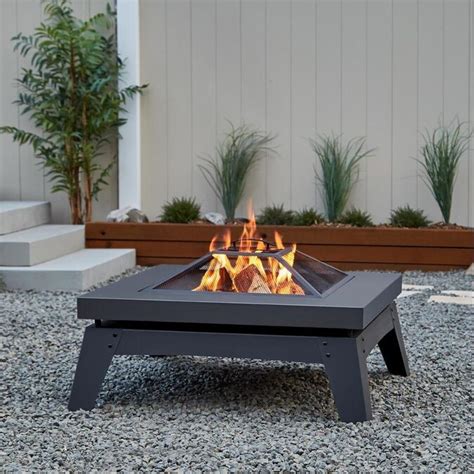 Real Flame 3675 In W Gray Steel Wood Burning Fire Pit In The Wood