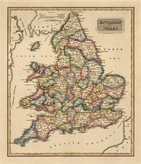 Antique Map Of England And Wales By Fielding Lucas Circa 1817 Drawing