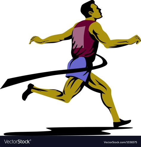 Marathon Runner Athlete Running Finish Line Vector Image