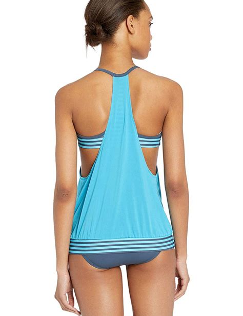Nike Swim Women S Layered Sport Tankini Swimsuit Set Light Blue Size