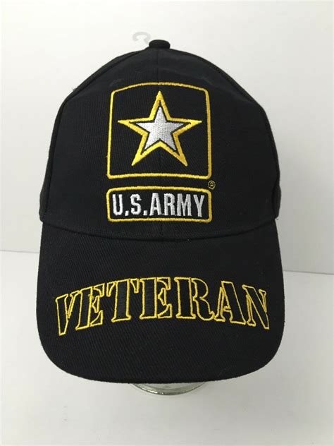 New Us Army Veteran Hat Baseball Cap Strapback Embroidered Star Black