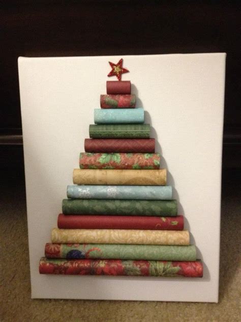 Christmas Tree Made Out Of Rolled Up Cardstock Mounted On Canvas