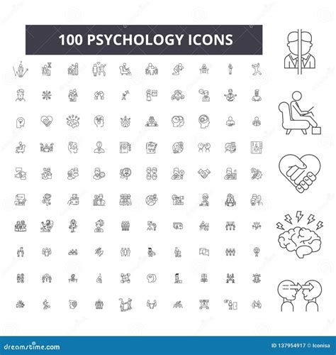 Psychology Editable Line Icons 100 Vector Set Collection Psychology