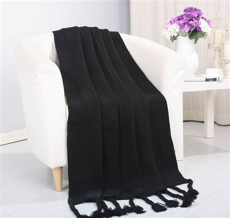 ClassicHome Woven Vintage Knitted Throw Blanket with Fringe (50