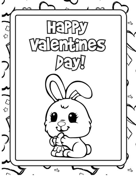 Happy Valentines Day Bunny Coloring Page Valentine