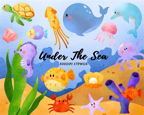 Under The Sea Clipart Ocean Life Sea Creatures Critter Etsy App