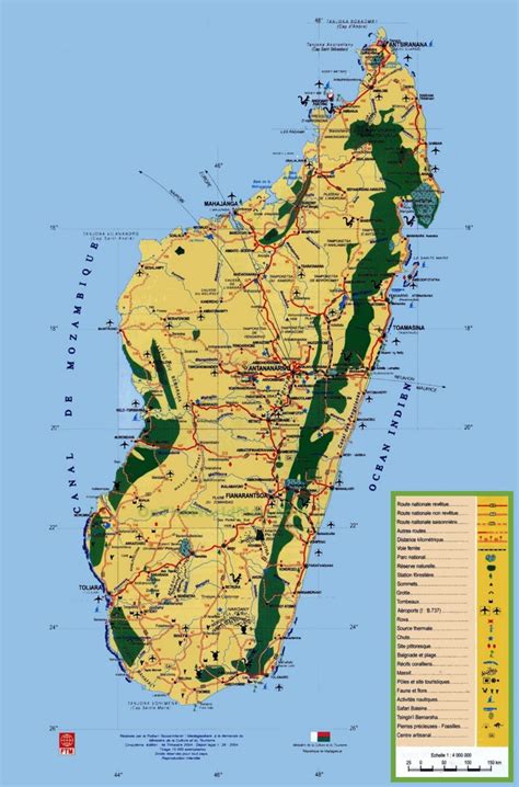 In terms of area, madagascar is the fourth largest island of the world. Madagascar tourist map