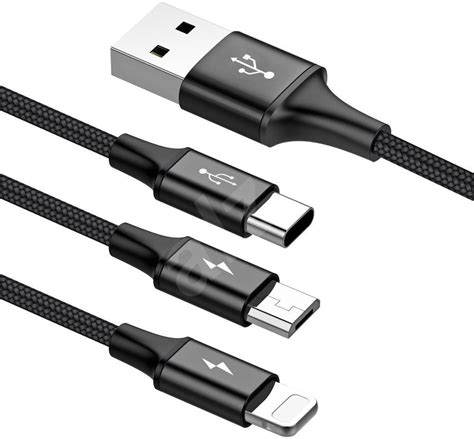 Baseus Rapid Series 3 In 1 Cable Microusb Lightning Type C 3a 12m
